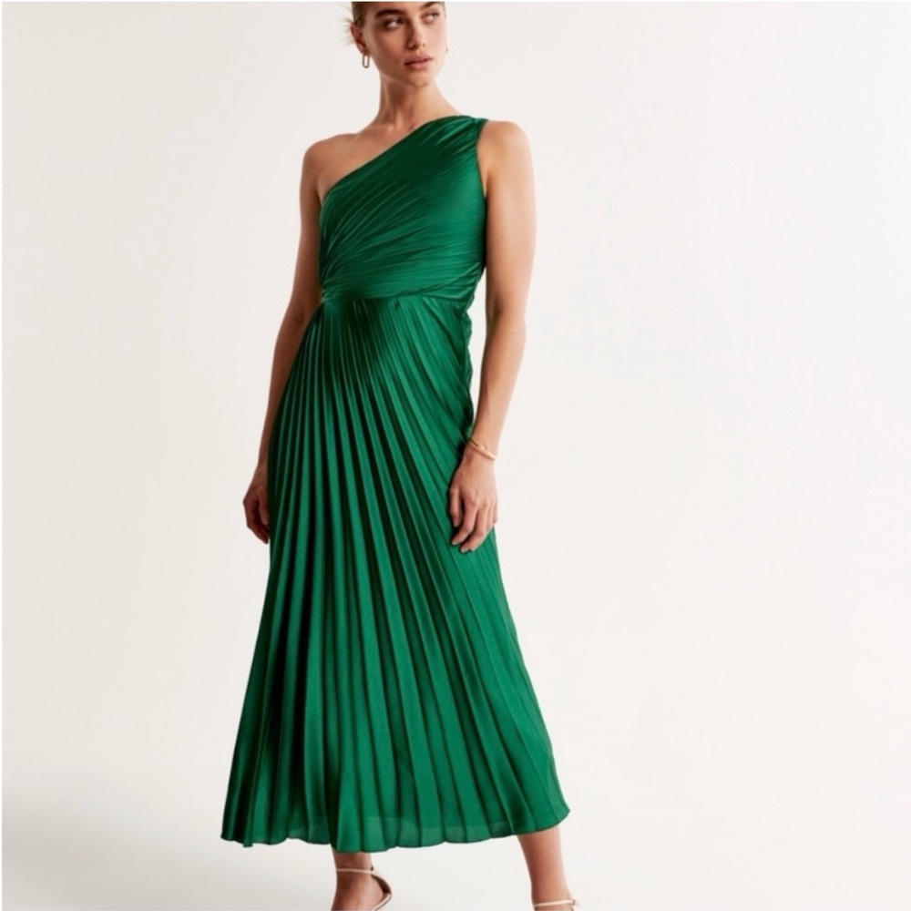 Abercrombie One-Shoulder Pleated Green Dress